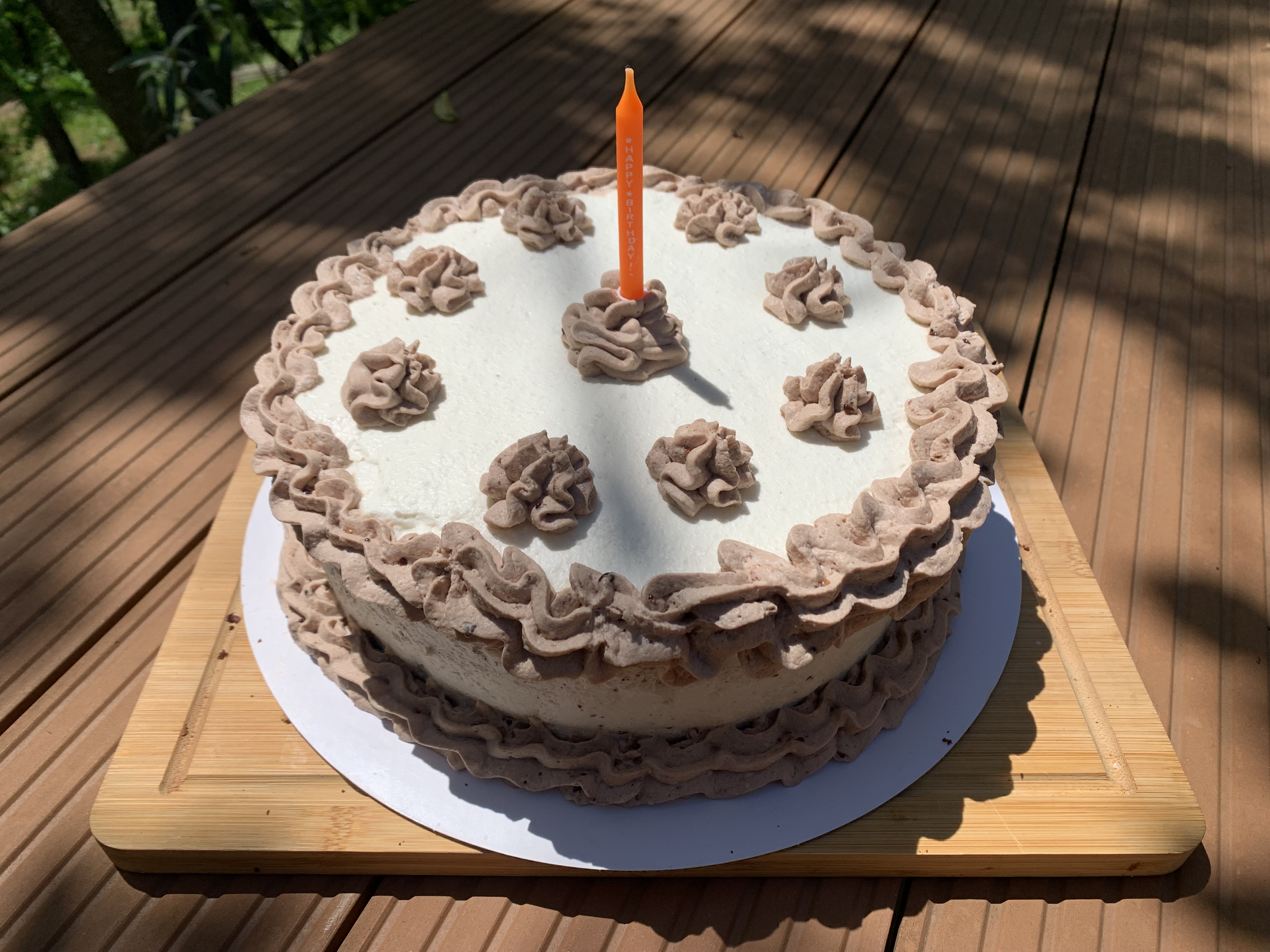 Chocolate, yogurt and whipped cream cake